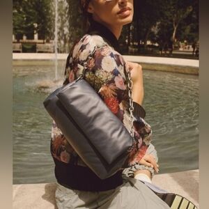 Anthropologie Metallic Puff Shoulder Bag